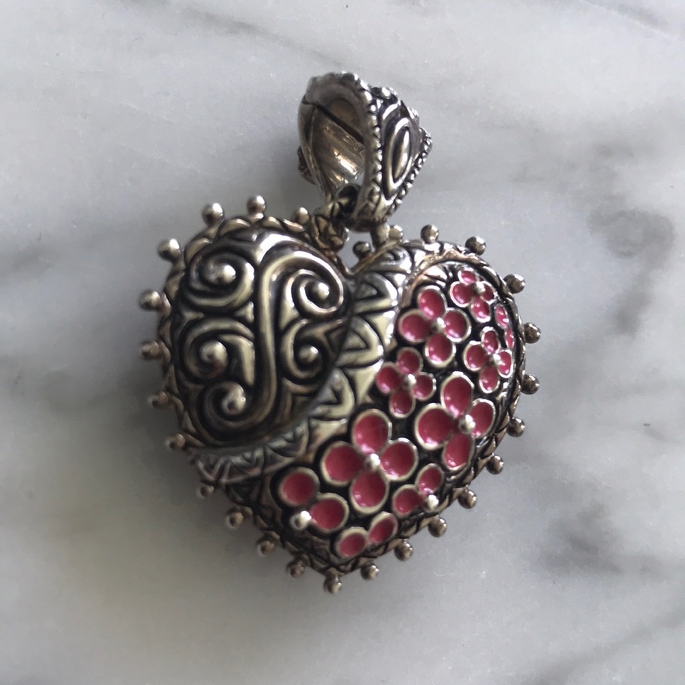 Barbara Bixby Pink Enamel Heart Enhancer (NEW) - Picture 2 of 4